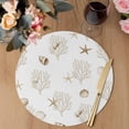 thumbnail image 3 of Ocean Beige Coral Round 15 Inch Placemats Set of 8, Summer Coastal Starfish Conch Nautical HeatResistant Non Slip Place Mats for Dining Table, Wipeable Braided Kitchen Table Mats for Housewarming, 3 of 9