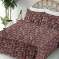 thumbnail image 3 of Ambesonne Rose Themed Fitted & Flat Sheet with Shams 4 Pcs Set, Gothic Jungle Flowers, Calking, Coral Pale Ruby Eggplant, 3 of 5