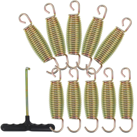 WHAMVOX  Spring with Drag Hook Universal Trampoline Springs Galvanized Steel Bouncy Silver