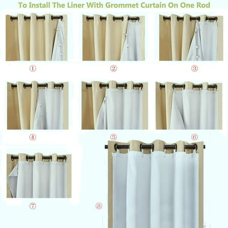 Thermal Insulated Blackout Curtain Liner For 84 Inch Long Curtains Off White 50 By 80 1 Panel Rings Included Canada Thermal Insulated Blackout Curtain, How To Install 84 Inch Curtains