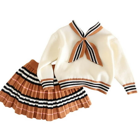 

Generic Boys Warm Tops Toddler Girls Long Sleeve Sweater Set Fashion Preppy Princess Knit Two Dresses Outfits