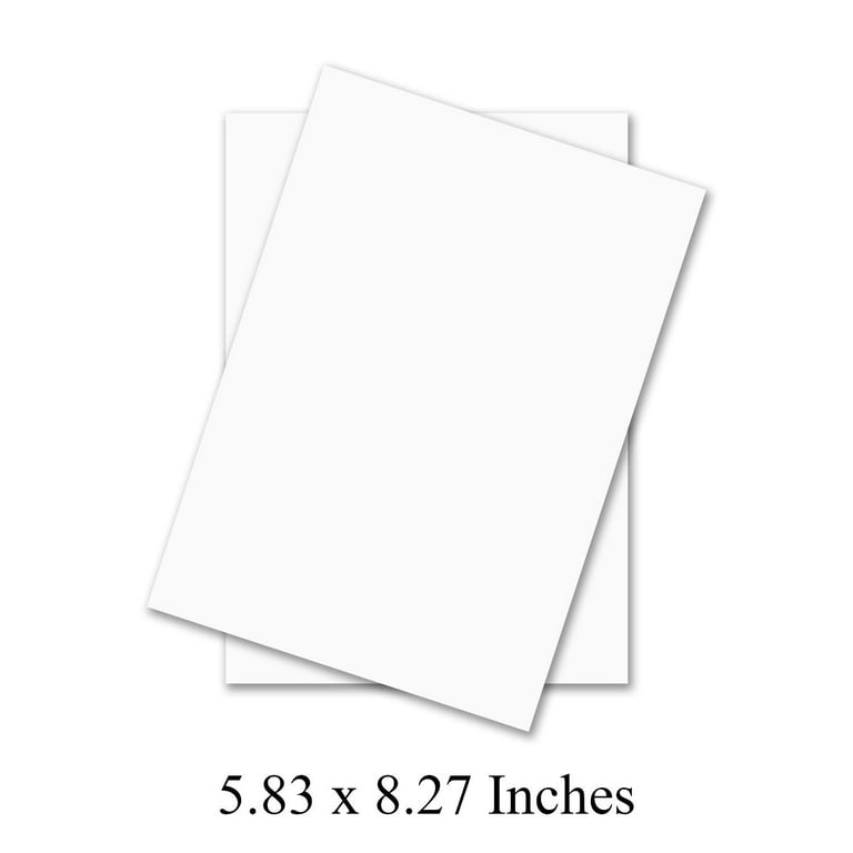 A5 Premium White Cardstock | for Copy, Printing, Writing | 5.83 inch x 8.27 inch Inches (148 x 210 mm - Half of A4) | Full Ream of 100 Sheets | 80lb