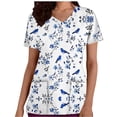 thumbnail image 2 of Scrub Tops for Women V Neck Short Sleeve Pockets Relaxed Fit Professional Medical Workwear Graphic Printed Performance Uniform Tee Shirt, 2 of 5