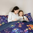 thumbnail image 5 of Feelyou Child Purple Robot Queen Comforter Set, Cartoon Bedding Comforter Set, 3 Pieces, 5 of 8