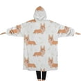 thumbnail image 2 of Oversized Wearable Blanket Hoodie,Cartoon Corgi Sherpa Blanket Hoodie with Super Pockets,Super Warm Fuzzy Pullover for Women & Men, 2 of 6