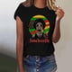 thumbnail image 2 of Tops de Manga Corta para las Mujeres de Ajuste Suelto, Día de la Independencia Negro Impreso, Cuello Redondo Suelto Superior, 2 of 4