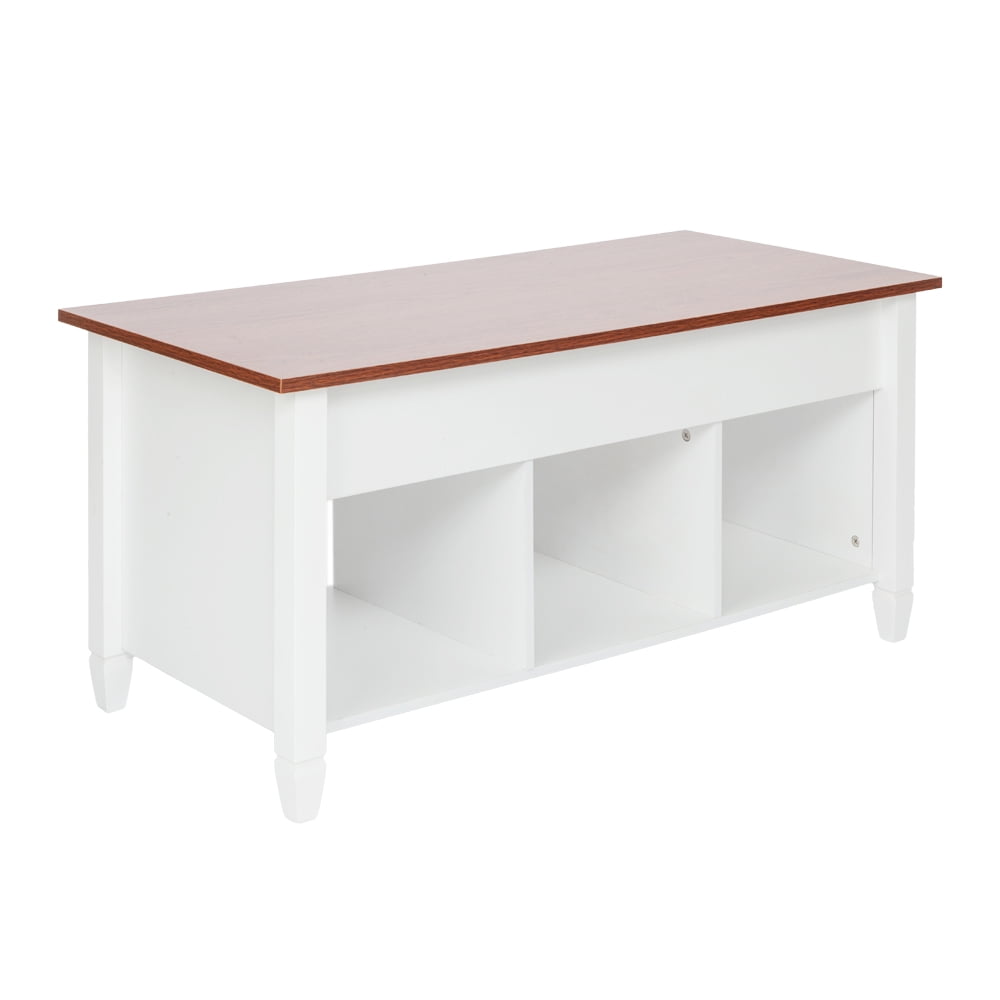 Kadyn Lift Top Coffee Table (with 3 Storage Rooms), Pop-up Coffee Table for Living Room, Central Coffee Table with Wooden Lifting Top, Ivory Kadyn Lift Top Coffee Table (with 3 Storage Rooms), Pop-up Coffee Table for Living Room, Central Coffee Table with Wooden Lifting Top, Ivory