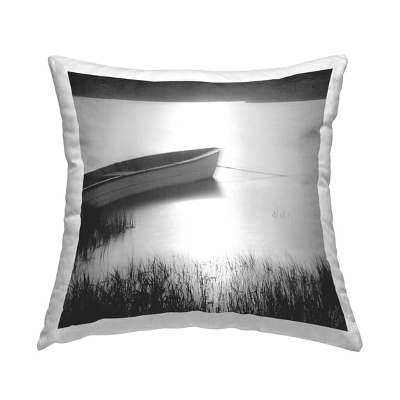 Stupell Industries Rowboat on Peaceful Shore Decorative Printed Throw Pillow Design by Chip Forelli.