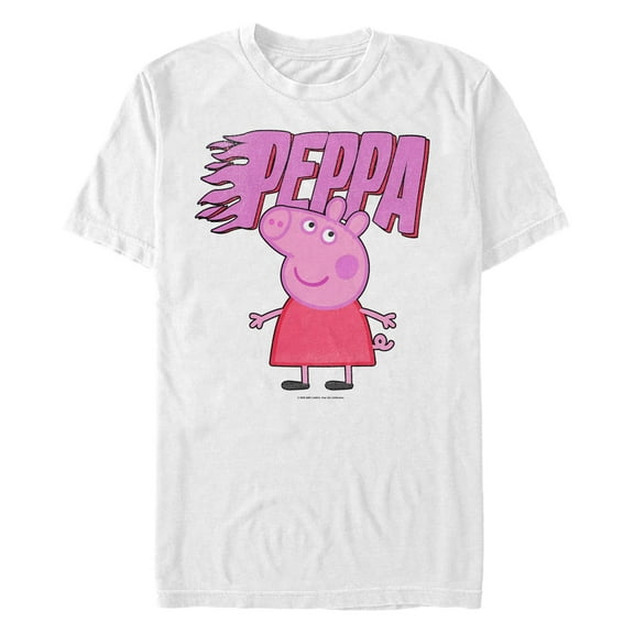 Men's Peppa Pig Pink Flame Logo Graphic T-Shirt