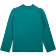 thumbnail image 2 of Lilax Girls' Basic Long Sleeve Cotton Mock Turtleneck T-Shirt Green 7 Years, 2 of 7