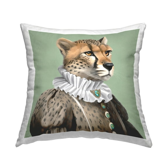 Stupell Industries Madame Cheetah Portrait Decorative Printed Throw Pillow Design by Elizabeth Medley.