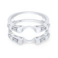 thumbnail image 5 of AFFY Round & Baguette Cubic Zirconia Simple Classic Guard Enhancer Ring in 14k White Gold Over Sterling Silver (0.46 Cttw) By, 5 of 10