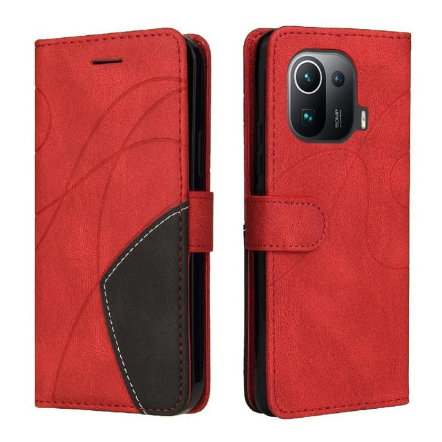 GANGXUN Flip Case for Xiaomi 11 Pro – Leather Wallet Cover with Card Slots, Kickstand & Color Stitching Protective Folio