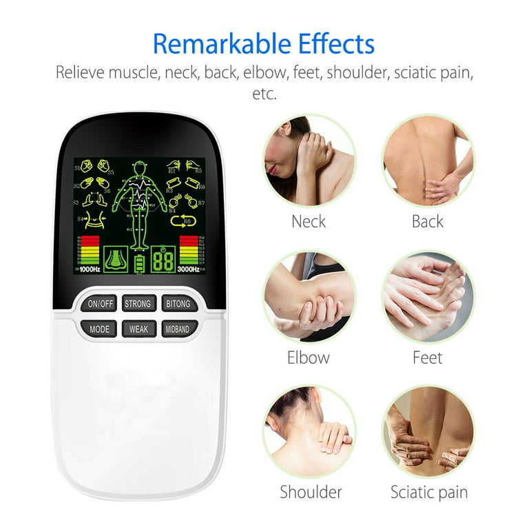 GLOBAL PHOENIX Electric Muscle Stimulator Dual Channels Pulse Massager Pain  Relief Therapy Tens Device with Electrode