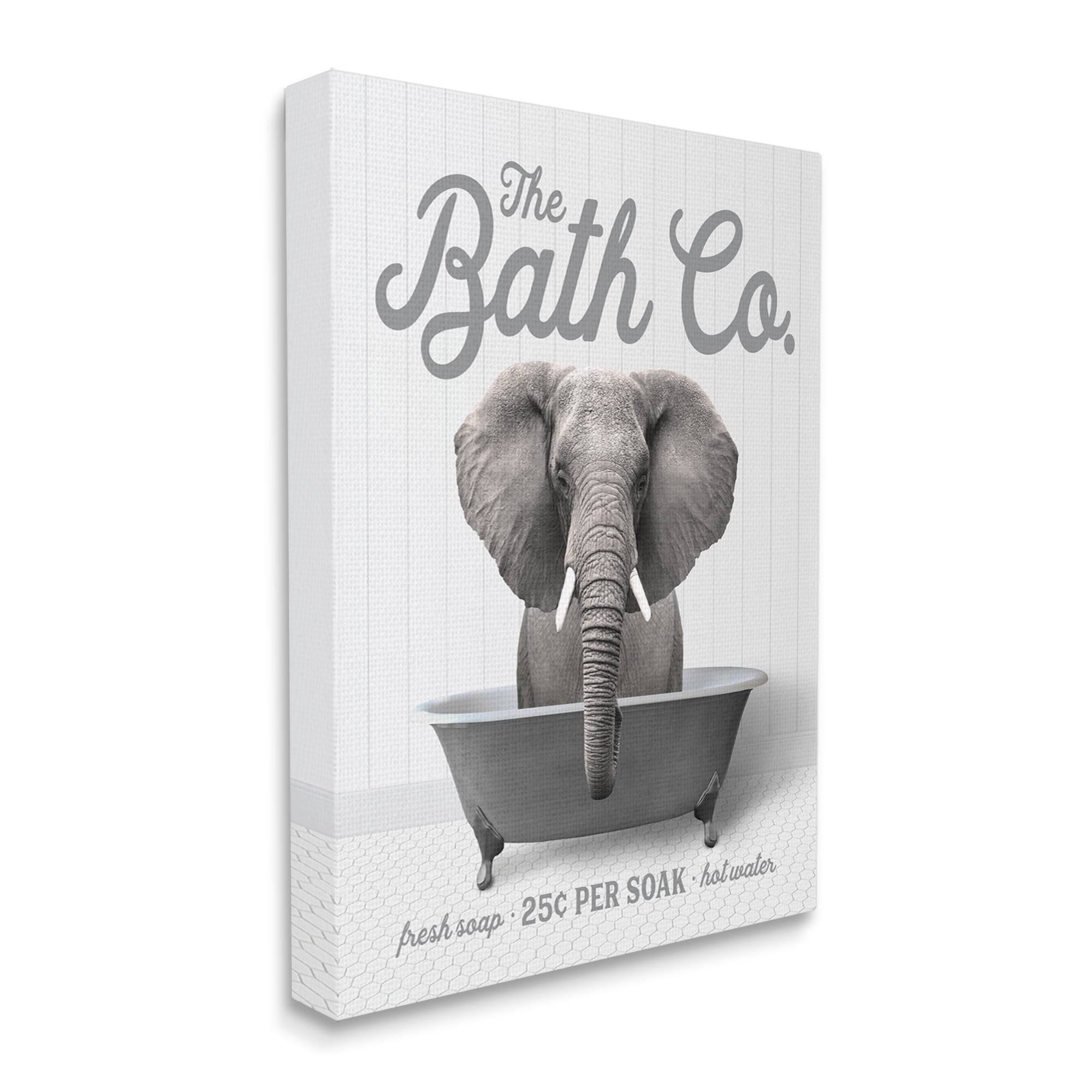 Stupell Industries Elephant in Bathtub Animals & Insects Painting Gallery Wrapped Canvas Print Wall Art, 30 x 40