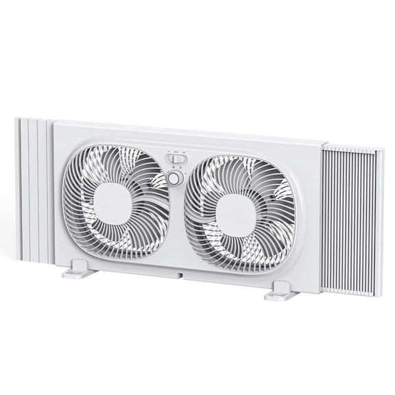 Mainstays 9'' 3-Speed, Reversable Twin Window Fan, White