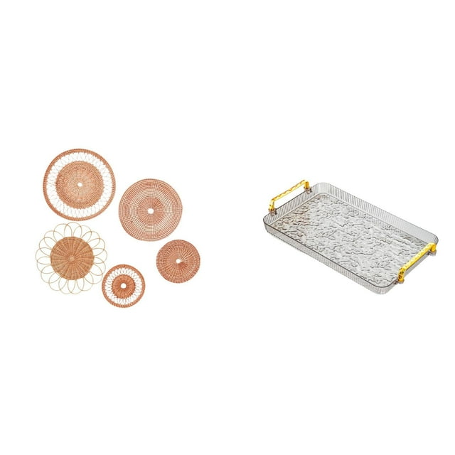Manualidades de pared,Decoración de pared colgante. Ratán tejido artesanal.,Juego de decoración de pared Adorno decorativo para colgar en la pared,Bandeja para servir,Bandeja rectangular
