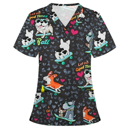 

JINMGG 2023 Womens Plus Size Clearance Women Animal Print Casual Short Sleeve V-neck Carer Top A XL