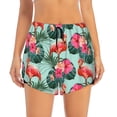 thumbnail image 2 of Balery Palm Leaves Flamingo Pantalones cortos deportivos para mujer con forro y dos bolsillos, elásticos, para entrenamiento, gimnasio, yoga-Small, 2 of 7