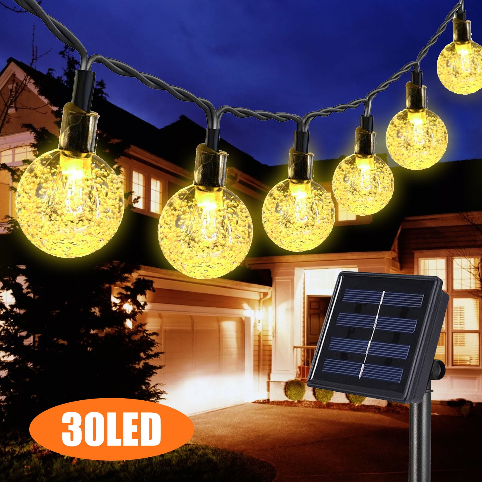2 Pack Globe Solar String Lights Ball 30 LED Outdoor Bulb Garden Xmas Party Lamp