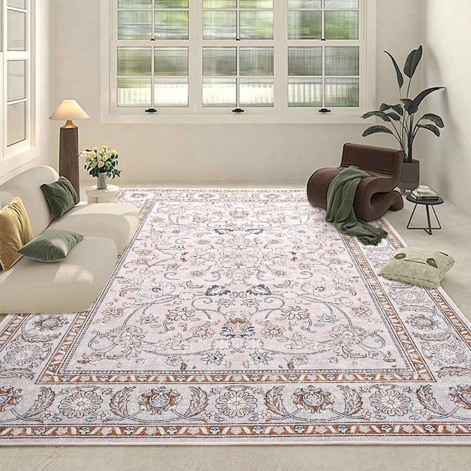 Lochas Area Rugs Modern Vintage Floral Rug Accent Carpet for Living Room Bedroom Home Decor,6'x9',Beige