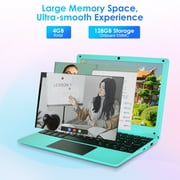 10.1 inch Android 13.0 Laptop Computer, Portable Mini laptop with Octa Core Allwinner A523 CPU 4GB RAM 128GB EMMC HD IPS Screen for Kids Learning and Entertainment