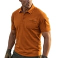 thumbnail image 2 of Havenx Men's Polo Shirts Short Sleeve Button Down Polo Shirts with Pockets Collared Shirt Soft Lightweight Summer Ultra Comfortable Clothing,Brown L, 2 of 5