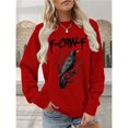 thumbnail image 4 of Suéter Estampado para Mujer, Cuello Redondo, Larga, Estilo Pullover Rojo S, 4 of 5