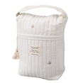 thumbnail image 2 of Bonita bolsa de pañales con estampado bordado y acolchado, de algodón, para cochecito de bebé, con cremallera, para biberones, toallitas, chupete y estrella., 2 of 14