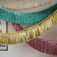 thumbnail image 3 of Zhuge 1 Packs 118*11.8in Thickened encryption Foil Fringe Garland Metallic Tinsel Foil Garland Wall Hanging Fringe Banner for Wedding Birthday Parties Holiday Decorations and More，Green, 3 of 4