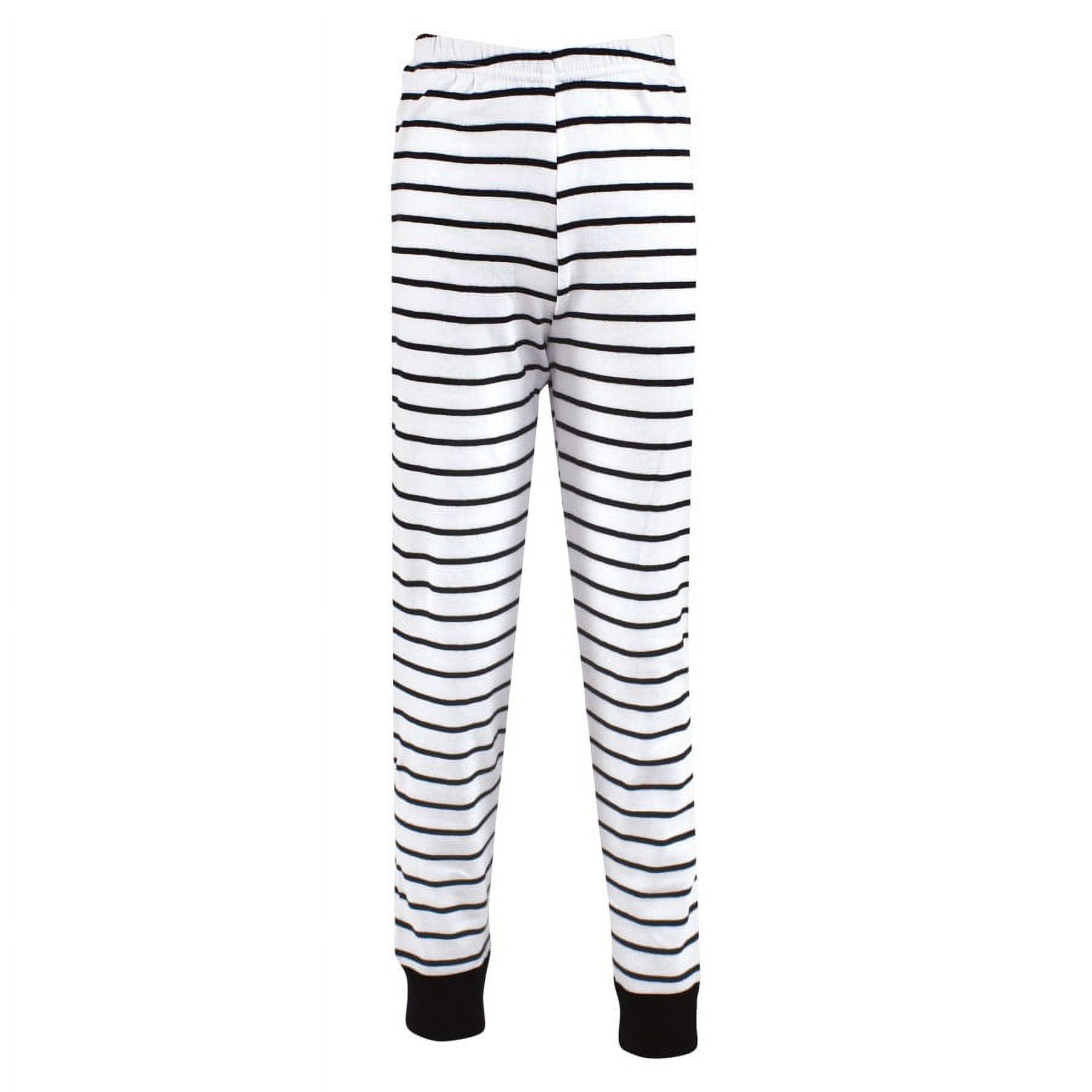 Hudson Baby Infant and Toddler Cotton Pajama Set, White Black Stripe, 7 Years