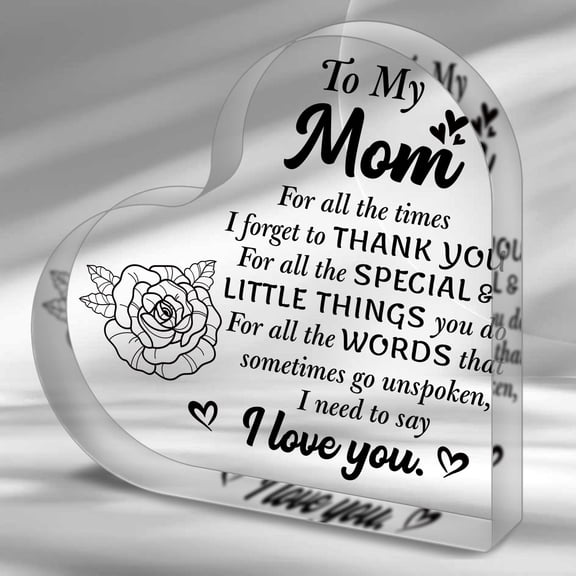 To My Mom Heart-Shaped Acrylic Decorative Plaque Gift Mom I Love You Mom Mothers Day Gift From Son Exquisite Paperweight Home & Office Gift Christmas Mothers Day Birthday PresentsFather Teachers Day