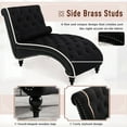 thumbnail image 5 of KINFFICT Velvet Chaise Lounge Indoor, Tufted lounge chair with Wood Legs, Leisure Accent Chair Upholstered Lounge Couch for Bedrooom Living Room, Black, 5 of 8