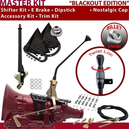 American Shifter TH400 Shifter Kit Black 12 in. E Brake Cable Clamp Trim Kit Dipstick for F12A0