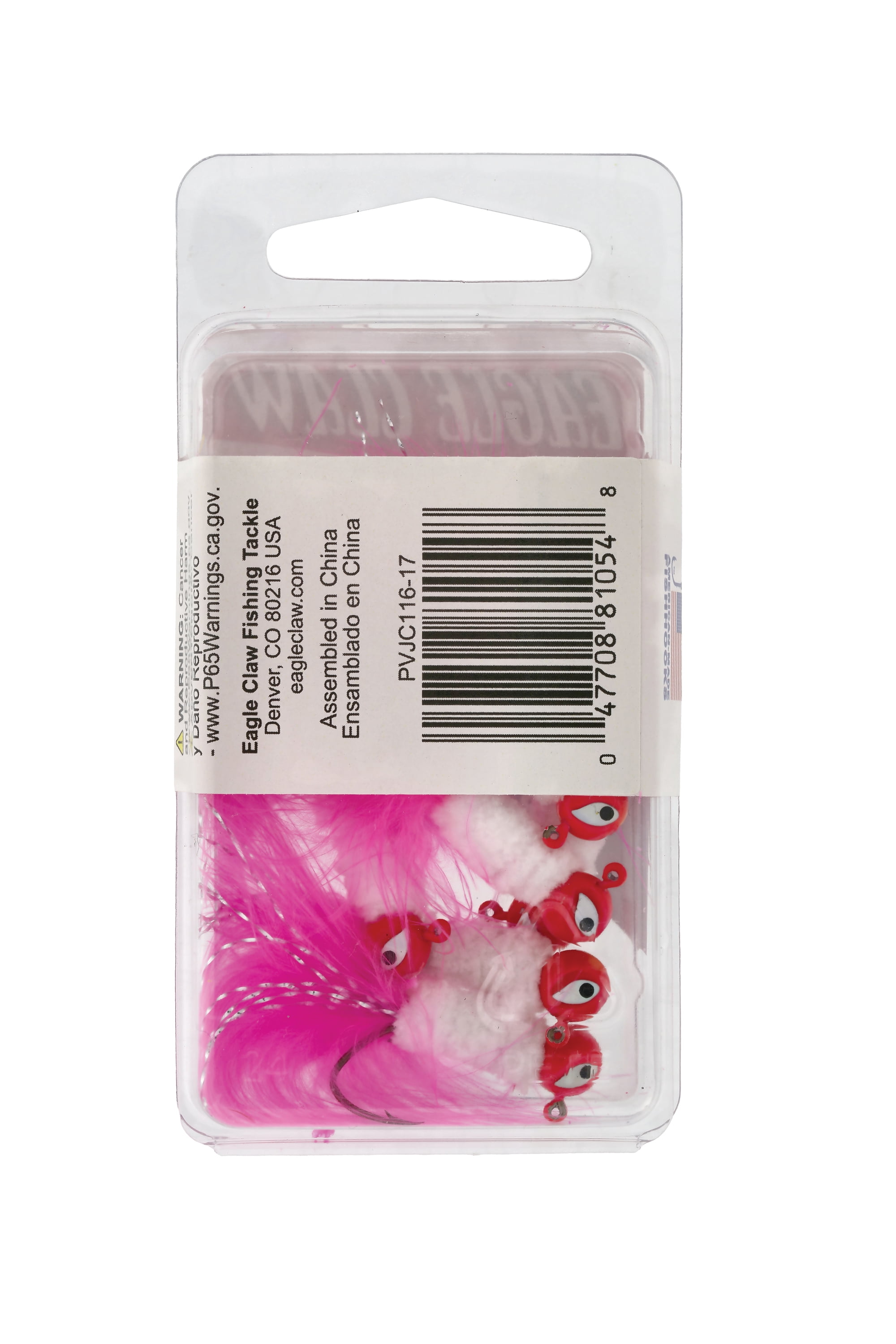 Eagle Claw Marabou Pro-V Crappie Jig –1/16 oz - Pink/White