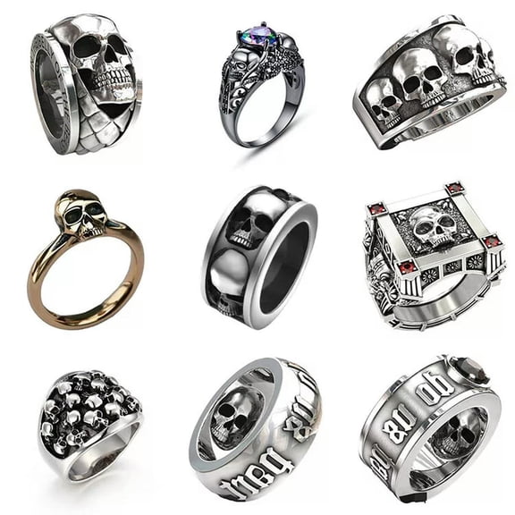MATROOY 20pc Men Skull Rings Rings Fashion Jewelry Party Band Gifts Size 6-13