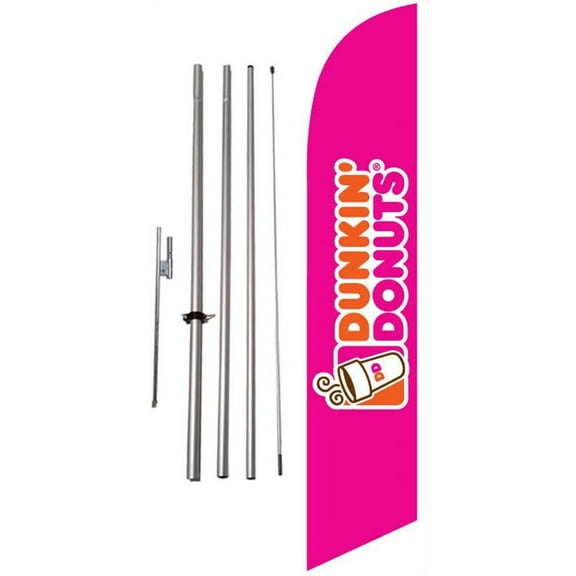 Dunkin' Donuts Franchise Advertising Feather Banner Swooper Flag Sign with Flag Pole Kit and Ground Stake