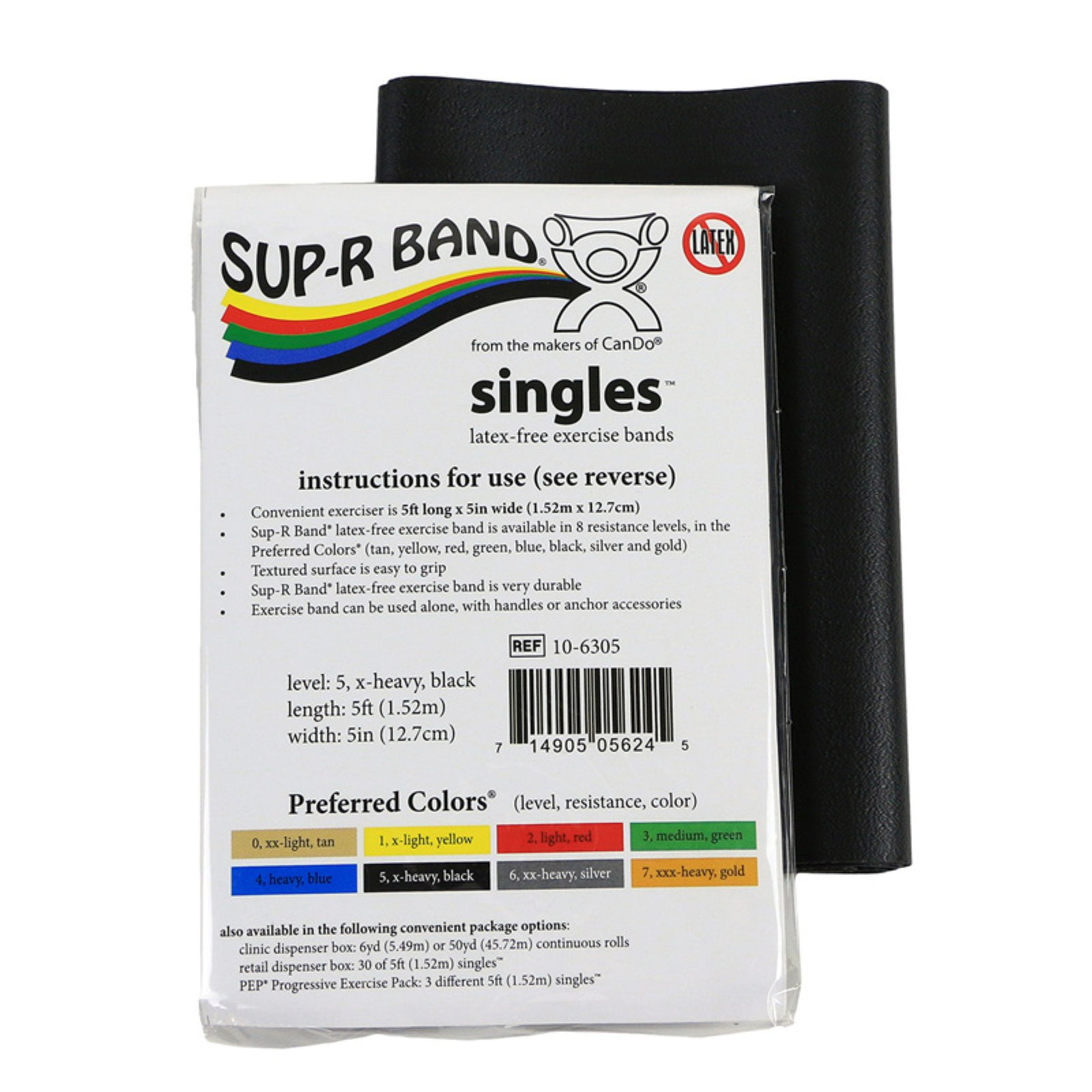 Sup-R band, latex-free, 5-foot, 5 pc set (1 ea: yellow through black ...