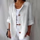 thumbnail image 1 of TaTaai Women's Summer Cardigan Top V-Neck Long Sleeve Linen Cotton Blend Button Front Loose Fit Casual Blouse Gift, 1 of 4