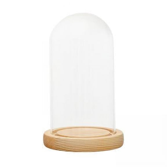 deevoka 3xClear Glass Dome Cover Stand with Wood Base Display Storage Decoration 7x12cm