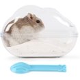 thumbnail image 1 of Contenedor de baño de arena para hámster, inodoro grande para hámster con juego de pala, accesorios de busto a prueba de polvo para animales pequeños (transparente, mediano) JAMW Sencillez, 1 of 5