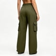 thumbnail image 6 of LVHAOGJOB Cargo Pants for Women Wide Leg Straight Leg Pants Athletic Elastic Waist Hiking with Pockets Ladies Trousers, 6 of 9