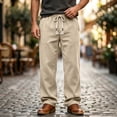 thumbnail image 2 of Men's Corduroy Joggers Trousers Elastic Waist Drawstring Multi-Pocket Straight Leg, Casual Athletic Work Pants, Lightweight Breathable Running Hiking Daily Wear, Outdoor | JASKFLY,Khaki XL, 2 of 9