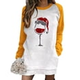 thumbnail image 1 of DYMADE Women Christmas Print Pullover Crew Neck Long Sleeve Pocket Short Length T-shirt Dress, 1 of 6
