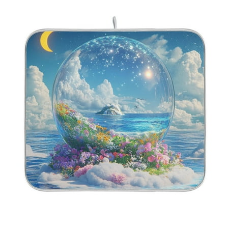 

Yayeee Dish Drying Mat for Kitchen Counter 16 x18 Microfiber Absorbent Pad Crystal Ocean