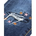 thumbnail image 5 of KIDSCOOL SPACE Little Girls Jeans, Colorful Stars Embroidered Slim Ripped Fashion Denim Pants,Blue,7-8 Years, 5 of 6