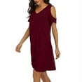 thumbnail image 2 of Women's V Neck Short Sleeve Twist Knot T-shirt Dress Cold Shoulder Cutout Casual Loose Dresses, 2 of 4