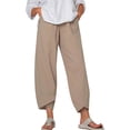 thumbnail image 3 of Mujer Pantalones Bolsillo Noveno Pantalones Pantalones deportivos holgados de pierna ancha, Caqui, M Advancent AP002213-02, 3 of 5