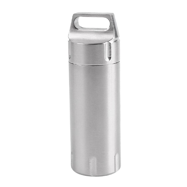 Pastillero impermeable de acero inoxidable de 69 mm Fob/Estuche/Caja/Soporte para viajes al aire libre Plata Colcomx Estuche de cápsula impermeable