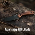 thumbnail image 3 of CIVIVI Carveth Fixed Blade Knife with 1PC Black Lanyard, Black Kydex Sheath & T-Clip, Tactical Knife with 3.59" Black Stonewashed AEB-L Blade Guibourtia Wood Handle C25040-3, 3 of 8